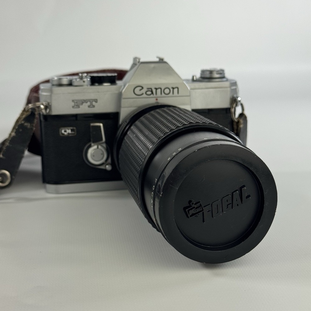 Canon FT QL 35mm SLR Silver Film Camera Focal MC 80-200mm F/4.5 Lens From Japan